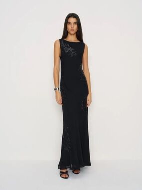 reformation ronda silk dress in serene Reformation Ronda Silk Dress by Reformation